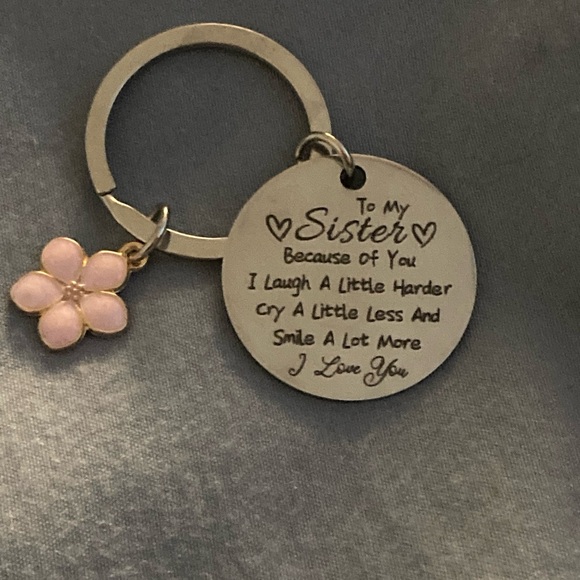 Accessories - Sister Keychain with Pink Flower Charm